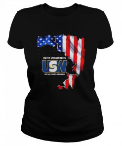 United Steelworkers Unity And Strength For Works Usa Flag  Classic Women's T-shirt