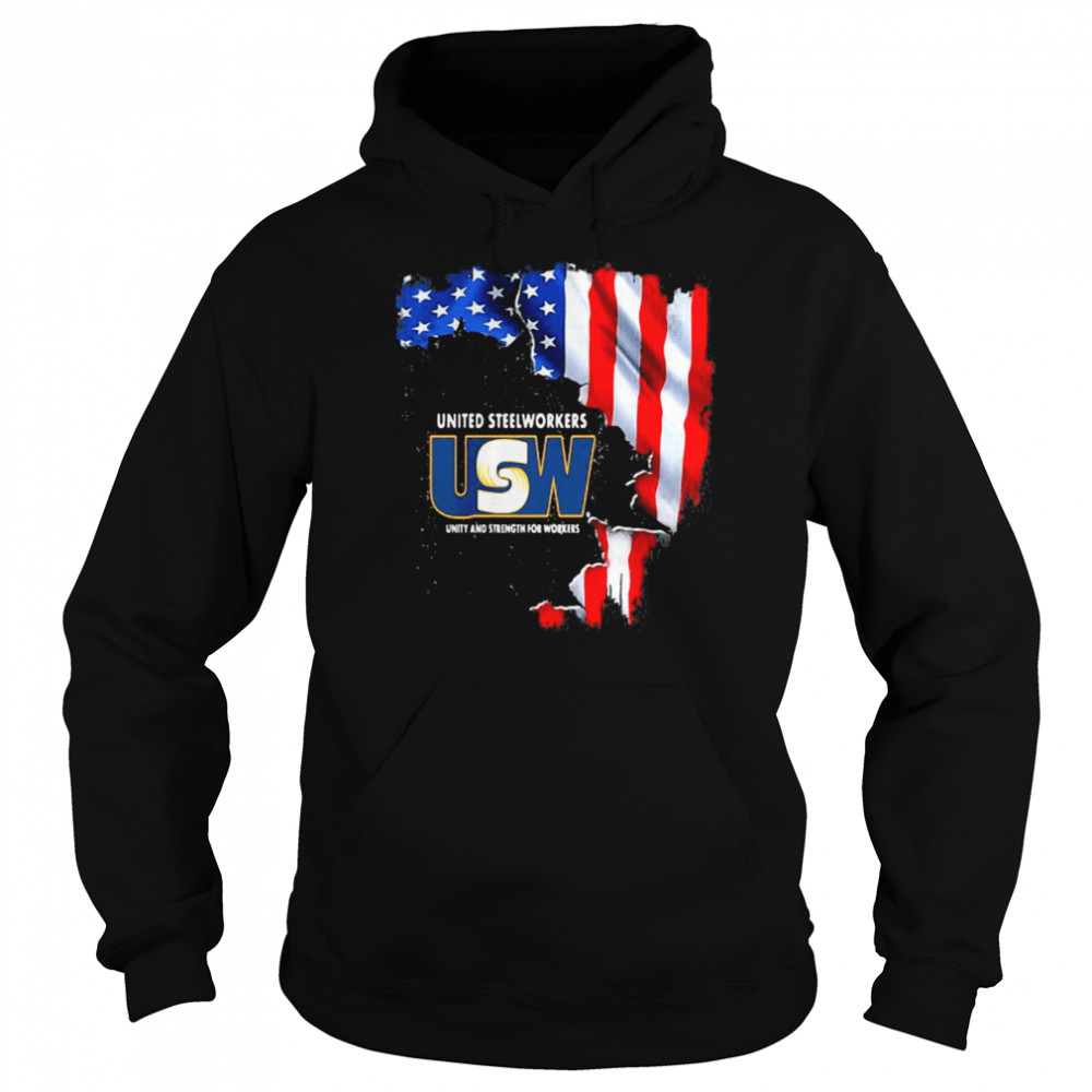 United Steelworkers Unity And Strength For Works Usa Flag Unisex Hoodie
