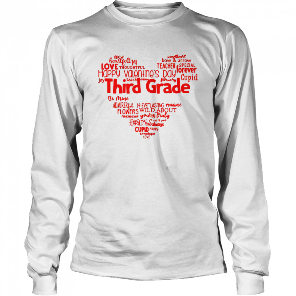 Valentine Heart Teacher Name Grade Personalized Raglan Long Sleeved T-shirt
