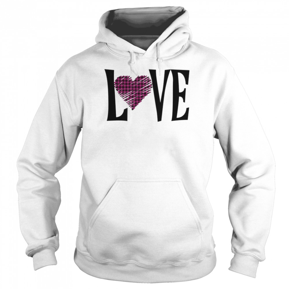 Valentines Day Buffalo Plaid Love Hearts Shirt Unisex Hoodie