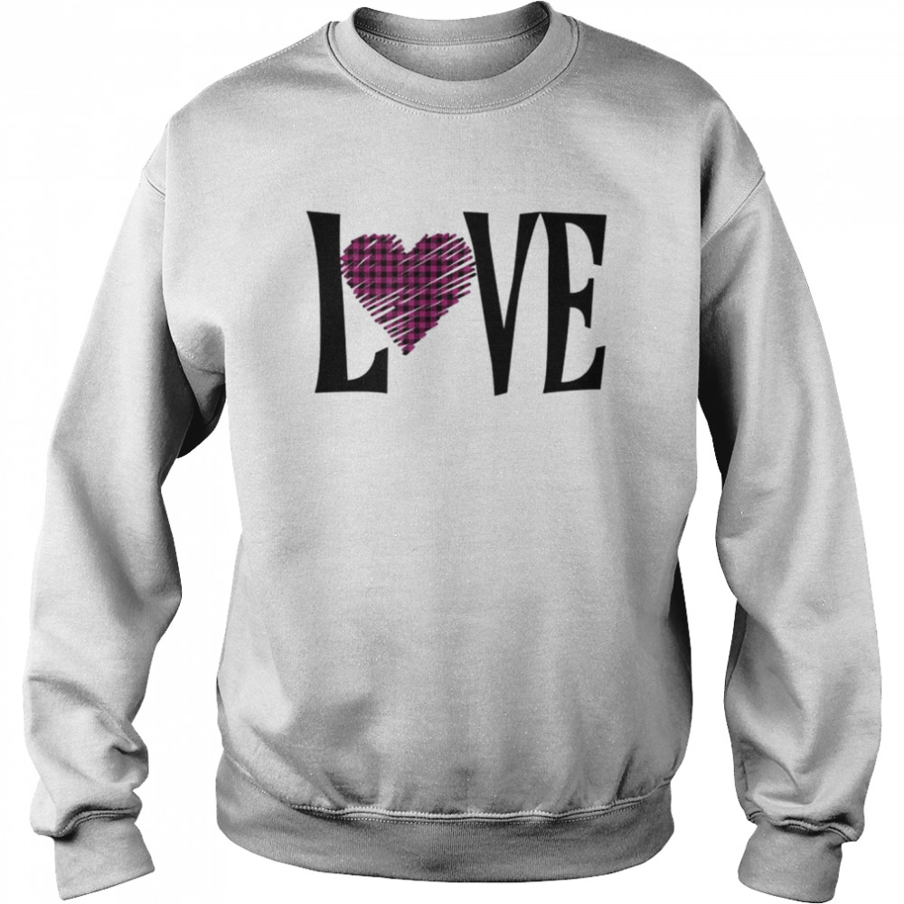 Valentines Day Buffalo Plaid Love Hearts Shirt Unisex Sweatshirt