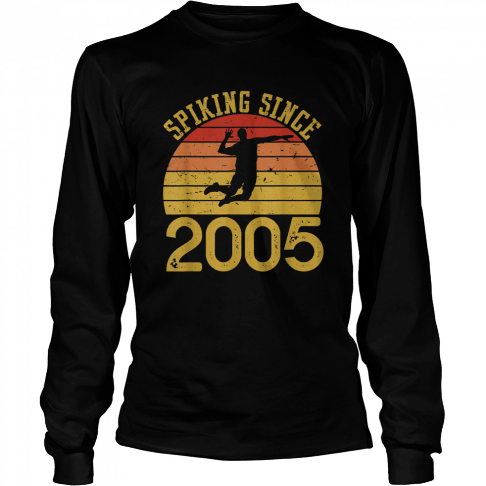 Vintage Volleyball 15th Birthday Spiking Since 2005 Long Sleeved T-shirt