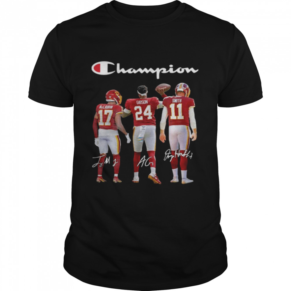 Washington Redskins Champion Terry Mclaurin 17 Antonio Gibson 24 Alex Smith 11 2021 shirt