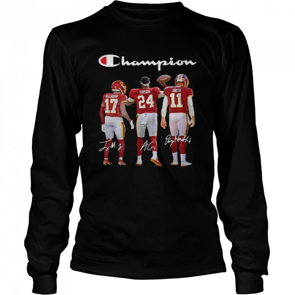 Washington Redskins Champion Terry Mclaurin 17 Antonio Gibson 24 Alex Smith 11 2021 Long Sleeved T-shirt