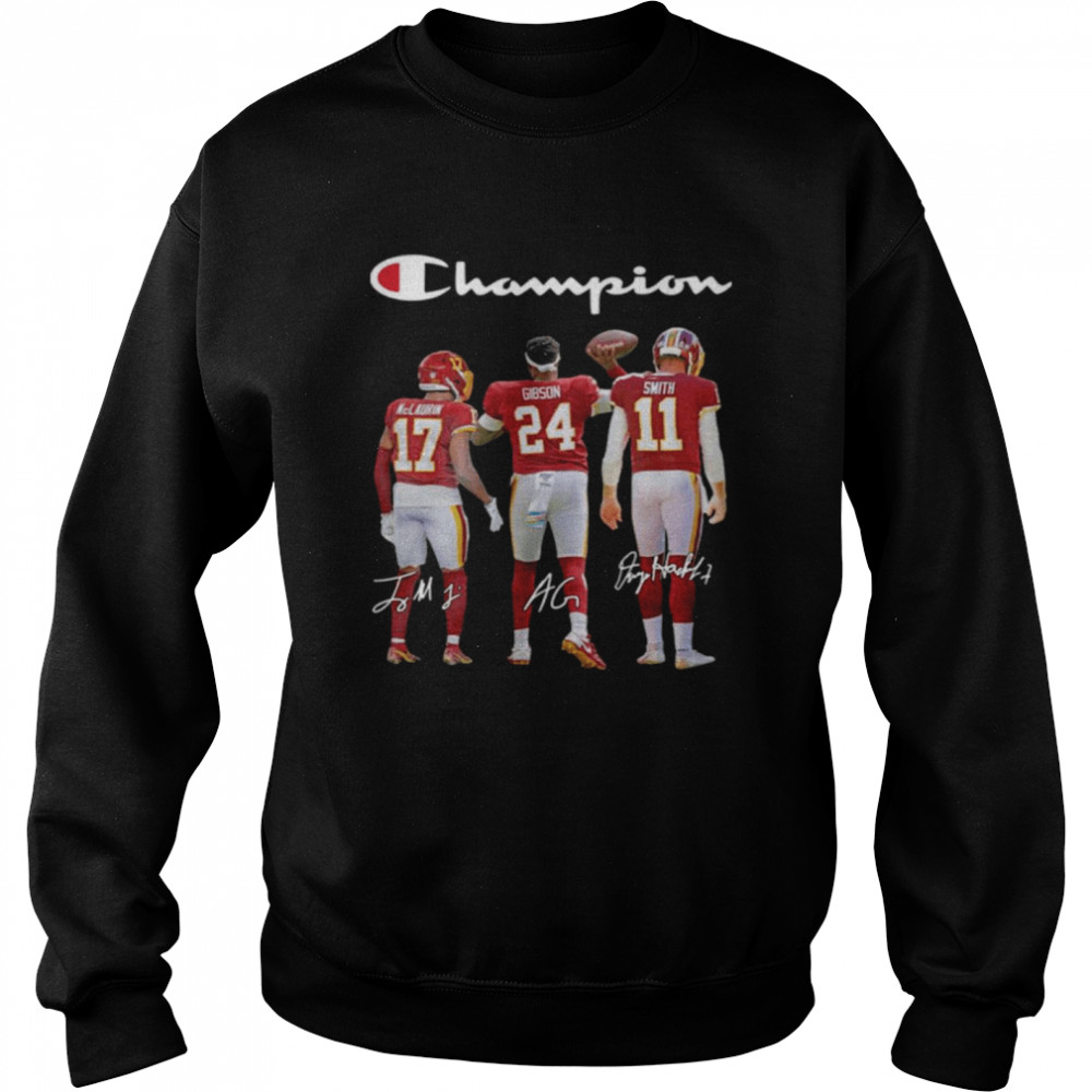 Washington Redskins Champion Terry Mclaurin 17 Antonio Gibson 24 Alex Smith 11 2021 Unisex Sweatshirt