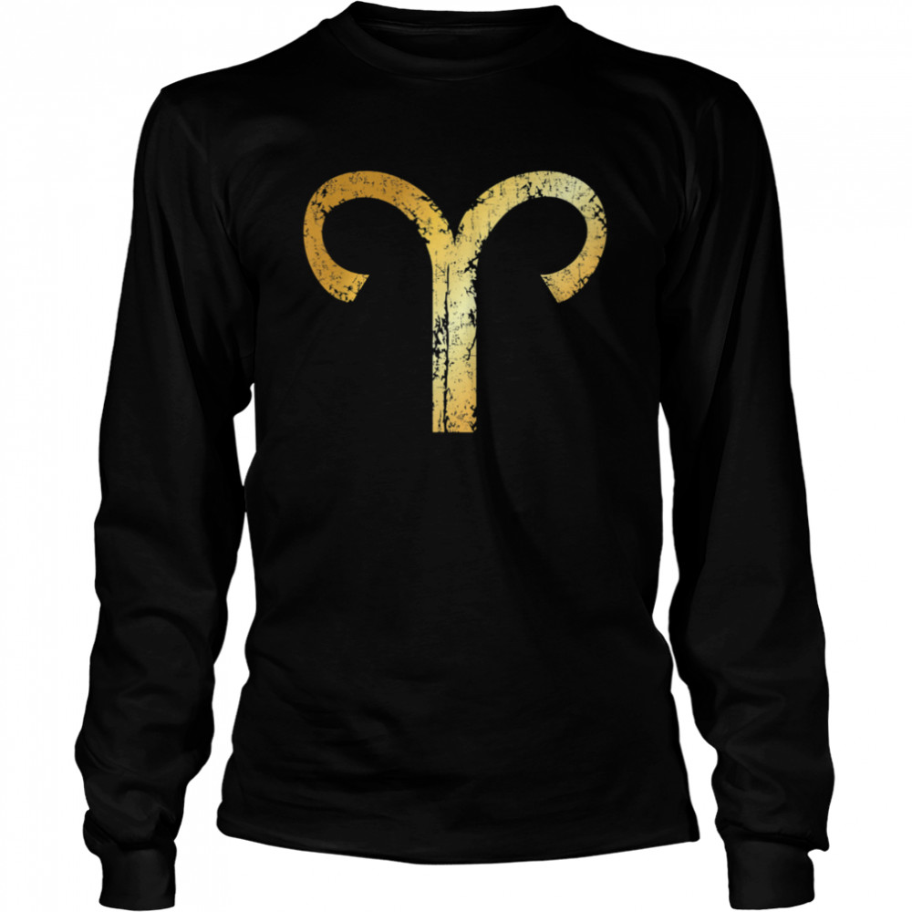 Zodiac Sign Aries VintageYellow Long Sleeved T-shirt