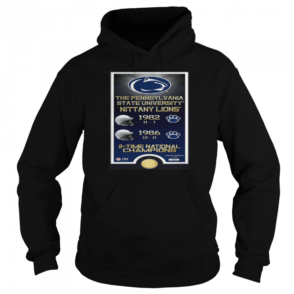 the pennsylvania state university nittany lions 1982 1986 2 time national champions Unisex Hoodie
