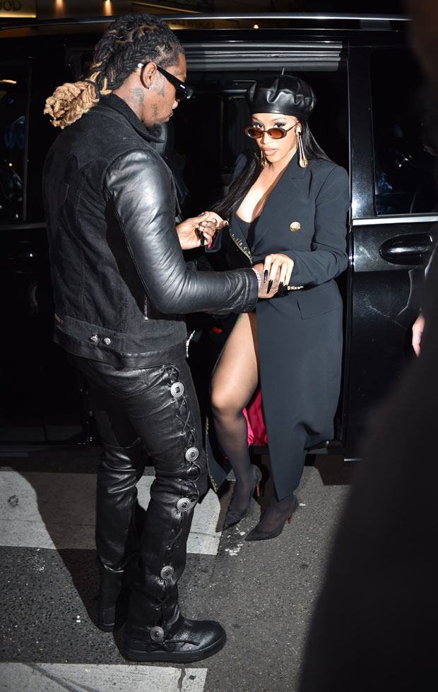 Cardi B and Offset arrive at Beefbar Paris on September 29
