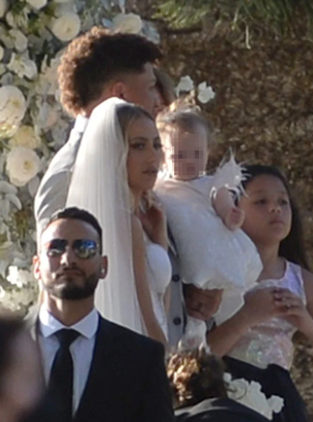 Patrick Mahomes and Brittany Matthews with their daughter Sterling Skye at their wedding.