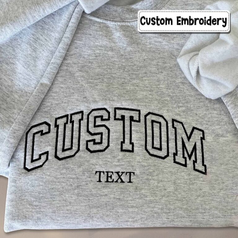 Custom Embroidered Varsity Crewneck – Embroidery Crewneck – Personalized Sweatshirt – Embroidered Sweatshirt, Tshirt, Hoodie