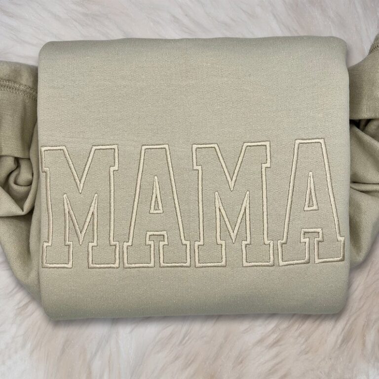 MAMA Neutral Embroidered Sweatshirt/Hoodie/Tshirt, Personalized Gift for Mom, Gift for Mama, Embroidered Crewneck for Mommy