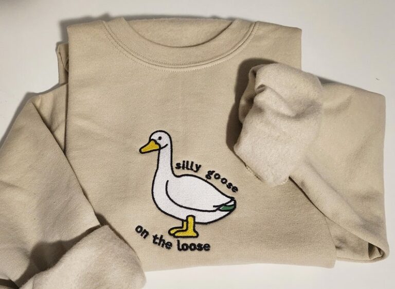 Silly Goose On The Loose Embroidered Sweatshirt, Silly Goose Shirt, Funny Silly Goose Sweatshirt, Embroidered Gifts