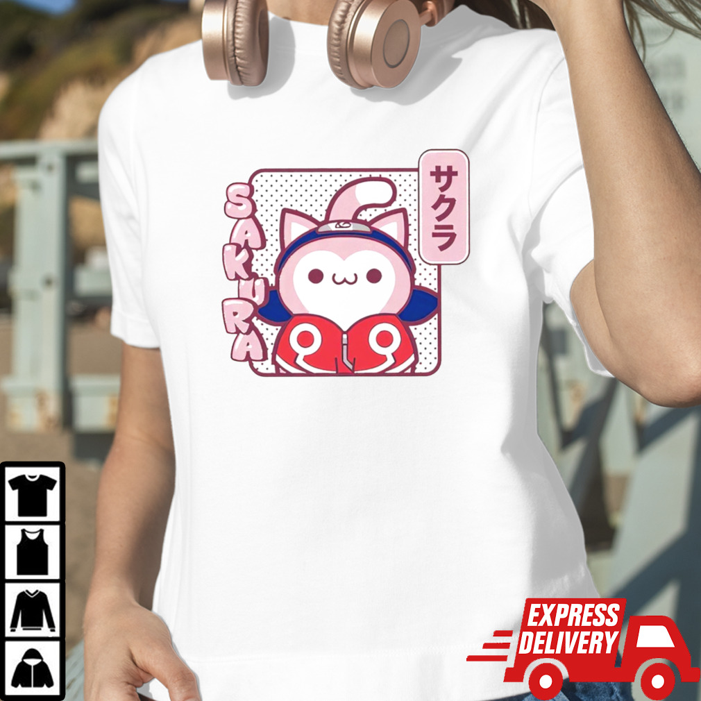 Naruto Shippuden anime cute cat Sakura character shirt