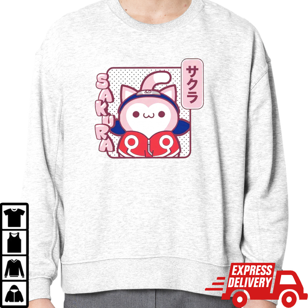 Naruto Shippuden anime cute cat Sakura character shirt