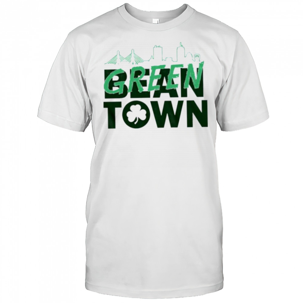 Boston basketball green town skyline shirt
