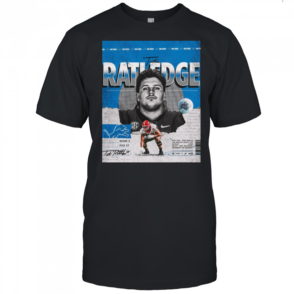 Georgia Bulldogs football Tate Ratledge Lions With The 57th Pick In The 2025 NFL Draft Signature Poster t-shirt