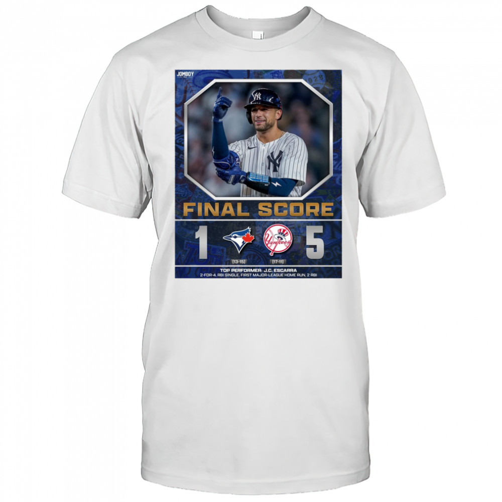 New York Yankees Win Toronto Blue Jays Final Score 5 – 1 Top Performer J.C. Escarra Poster t-shirt