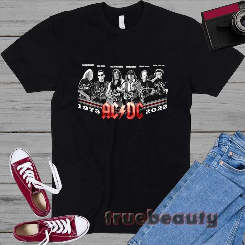 ACDC 1973-2022 Signatures T-Shirt Rock Band Merch