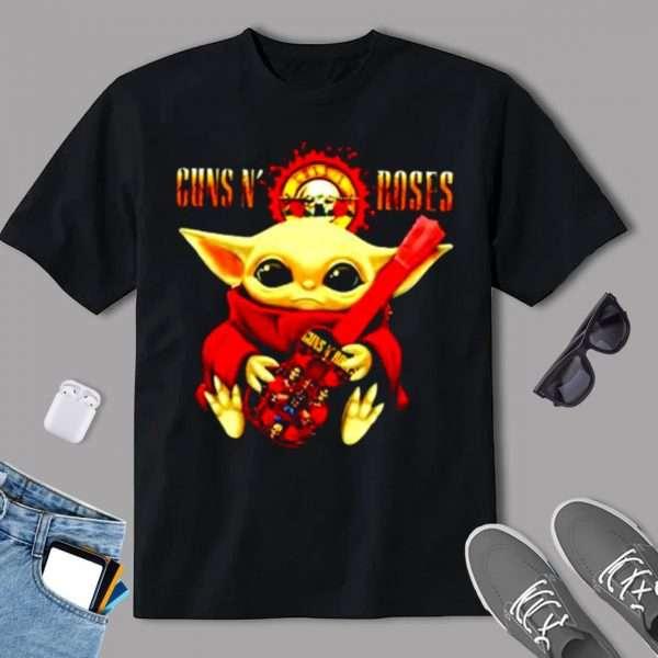 Baby Yoda Guns N' Roses Band T Shirt