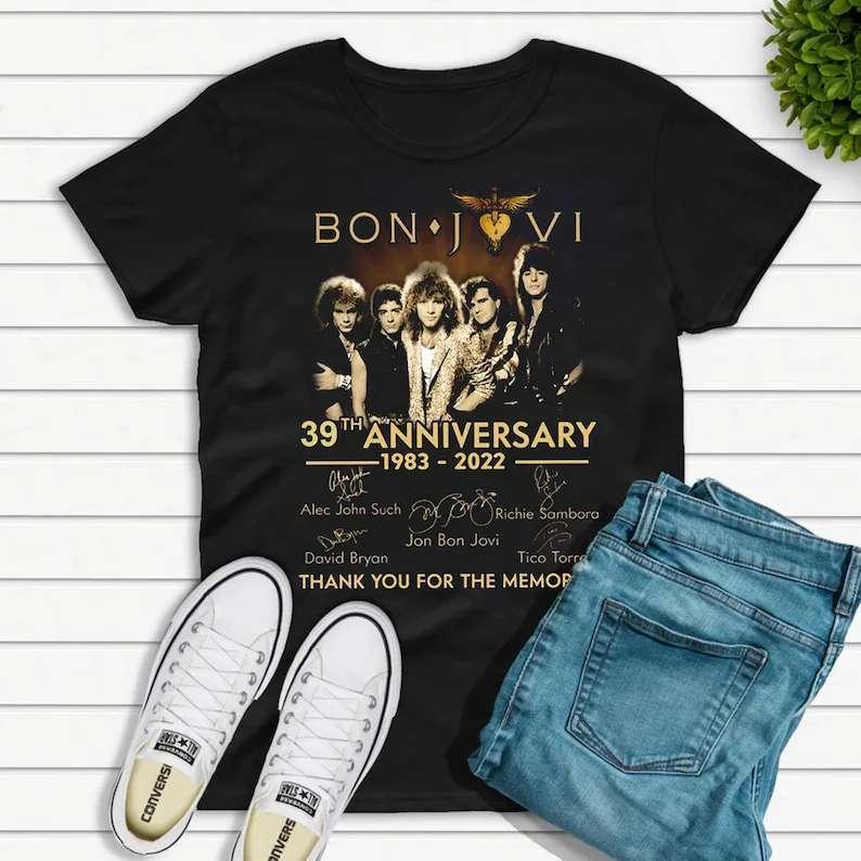 Bon Jovi 39th Anniversary 1983-2022 Signature T-Shirt Merch