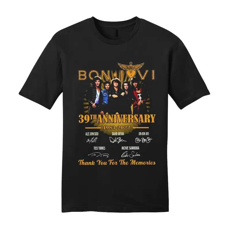 Bon Jovi 39th Anniversary 1983-2022 Signatures T-Shirt