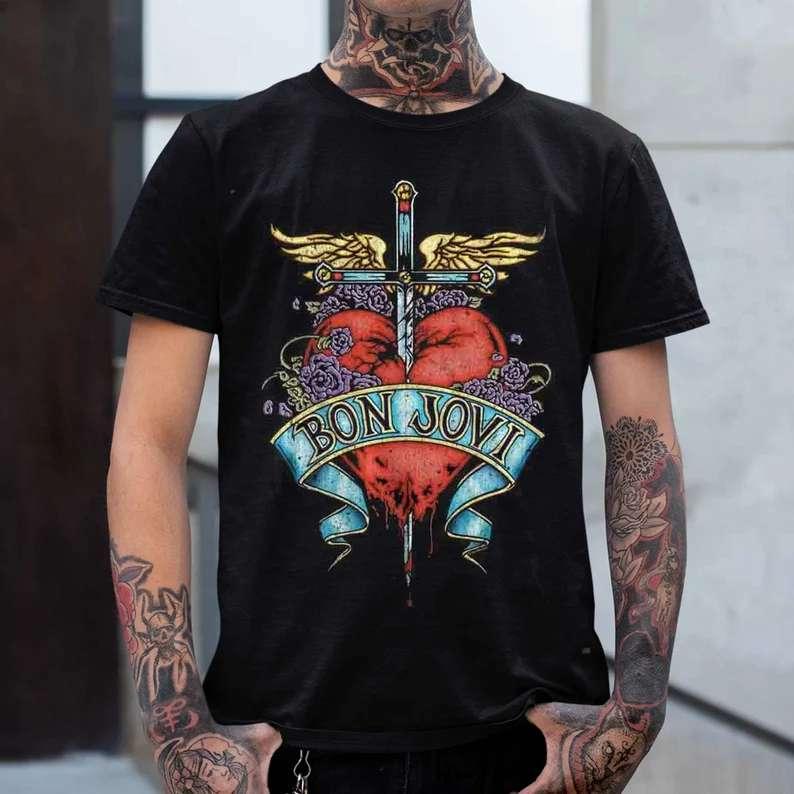 Bon Jovi Heart Band T-Shirt Music