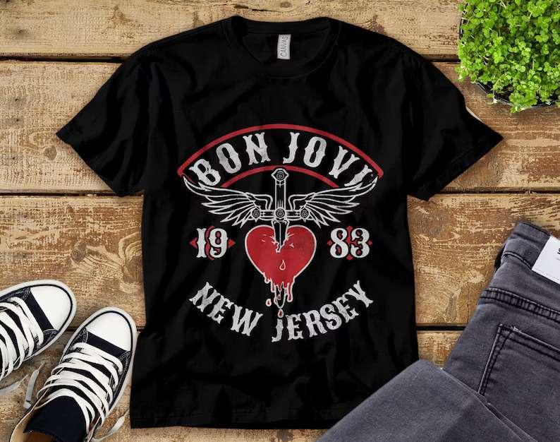Bon Jovi Logo Band 1983 New Jersey T-Shirt