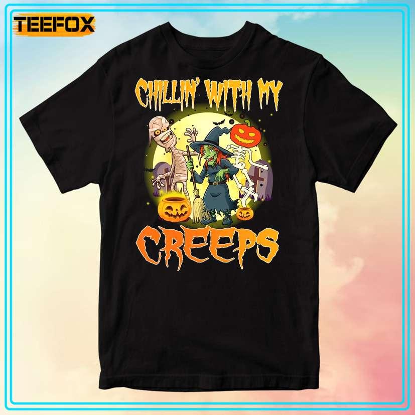Chillin' With My Creeps Funny Humor Ghost Halloween T-Shirt