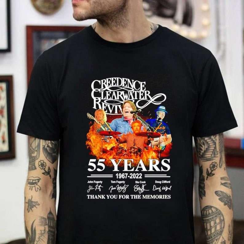 Creedence Clearwater Revival 55 Years 1967-2022 Signatures Thank You For The Memories T-Shirt Merch