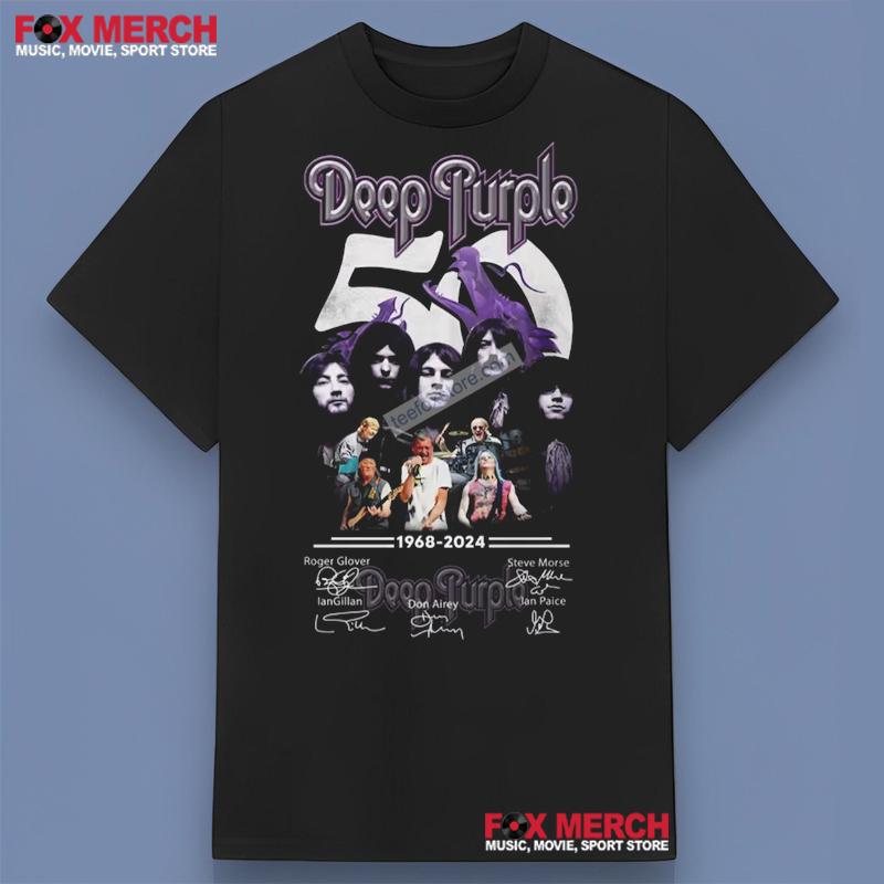 Deep Purple Celebrating 50 Years 1968-2024 Signatures T-Shirt