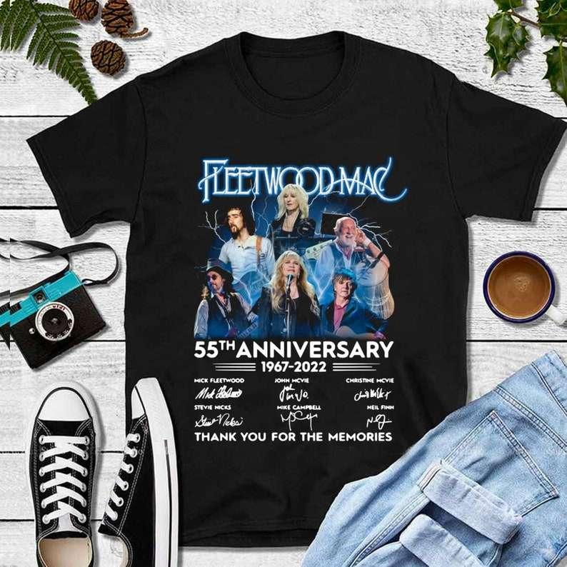 Fleetwood Mac 55th Years Anniversary 1967-2022 Signatures T-Shirt Thank You For The Memories