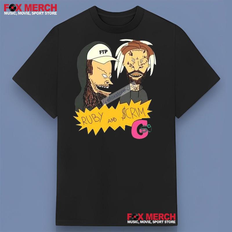 G59 Suicideboys Ruby And Scrim X Beavis And Butt-Head Black T-Shirt