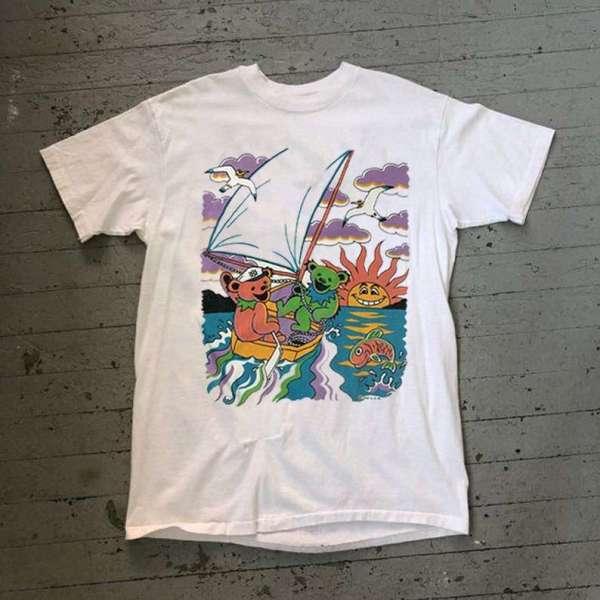 Grateful Dead Bears Sailing Boat Single Stitch 1995 T-Shirt S-5XL