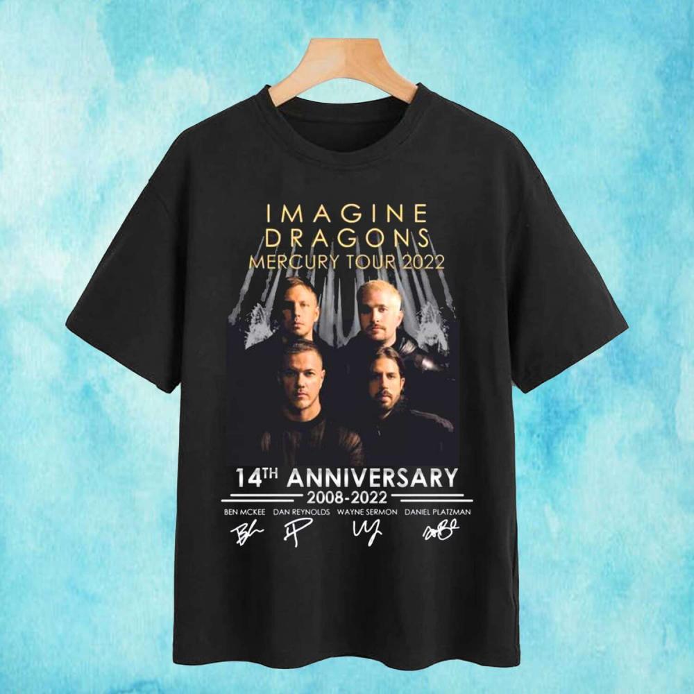 Imagine Dragons Mercury Tour 2022 14th Anniversary 2008-2022 Signatures T-Shirt