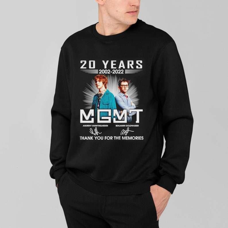 MGMT 20 Years Anniversary 2002-2022 Signatures Thank You For The Memories T-Shirt