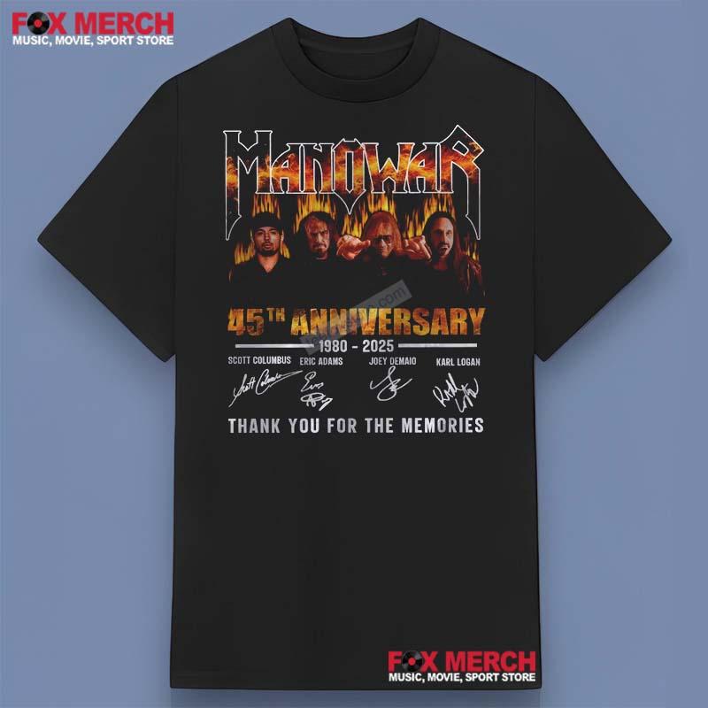 Manowar 45th Anniversary 1980-2025 Signatures Thank You for the Memories Shirt