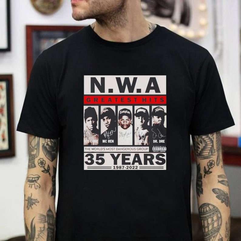 NWA Greatest Hits 35 Years 1987-2022 Signatures T-Shirt