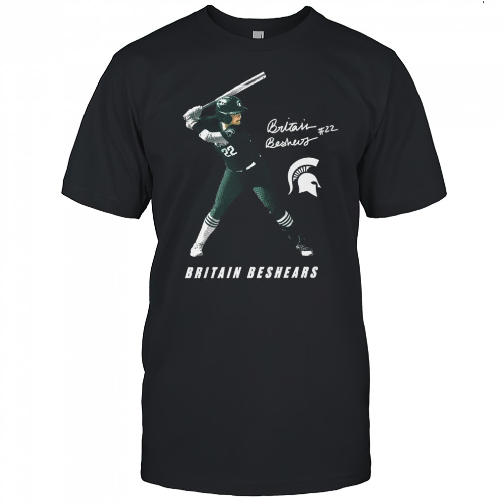 Britain Beshears 22 Michigan State Spartans Softball NCAA Division I 2025 Portrait Signature t-shirt