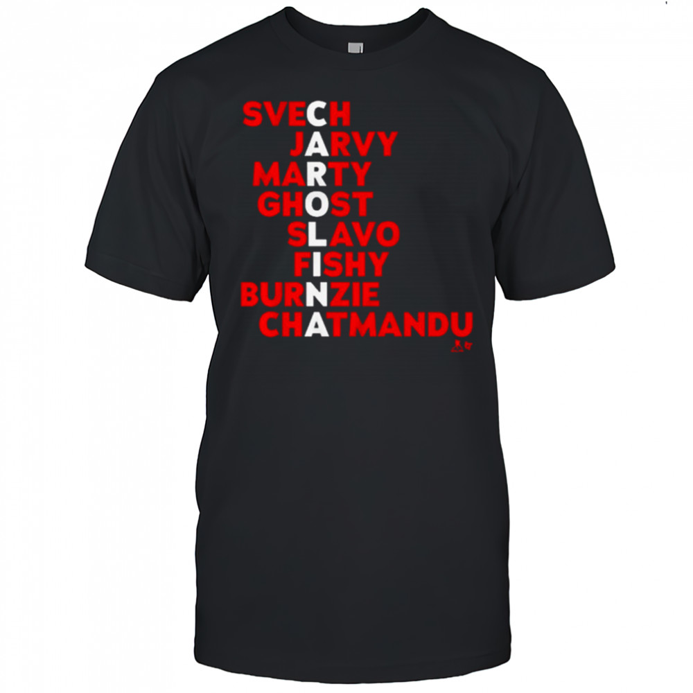 Carolina Hockey Names 2025 Svech Jarvy Marty Ghost Slavo Fishy Burnzie Chatmandu t-shirt