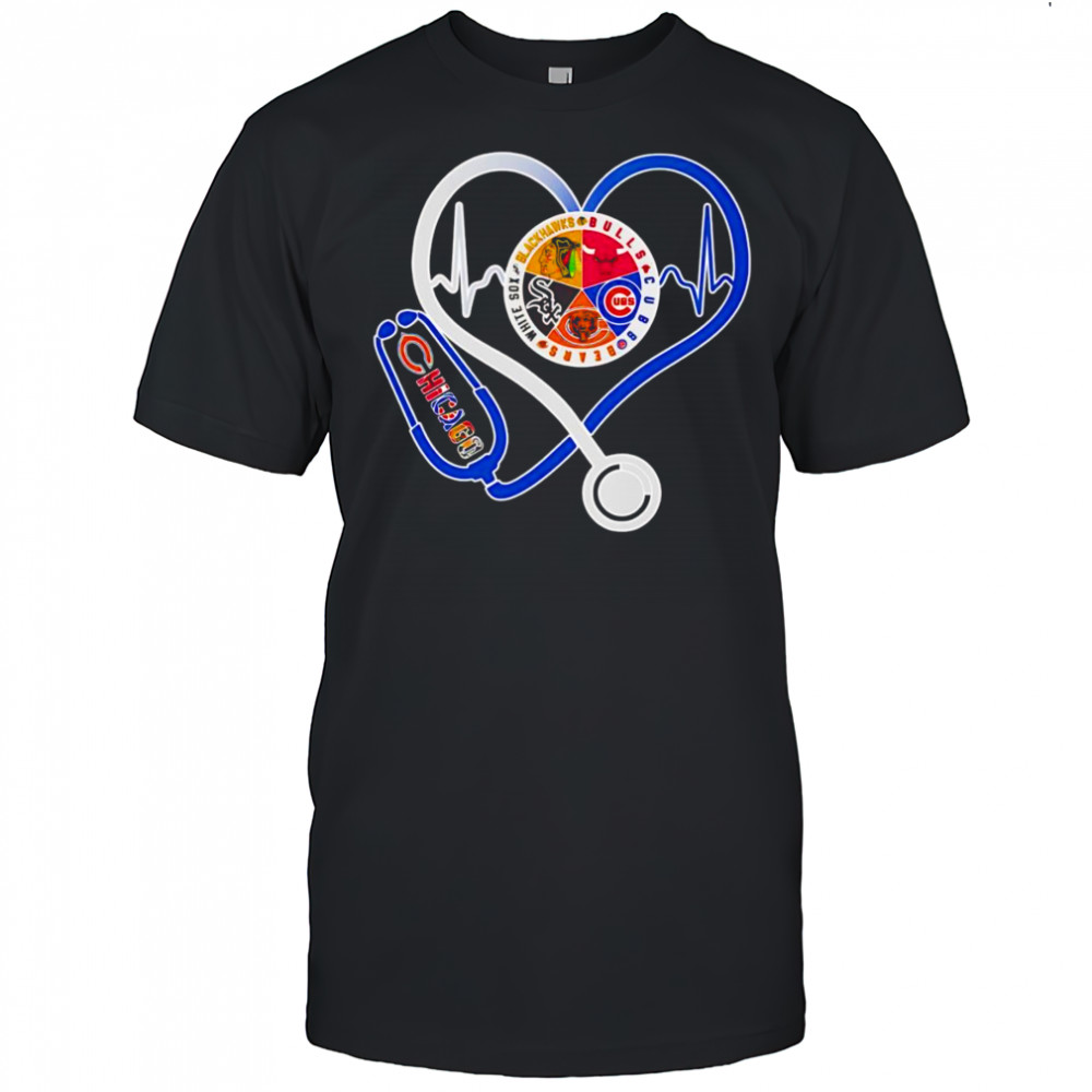 Chicago sports heart stethoscope shirt