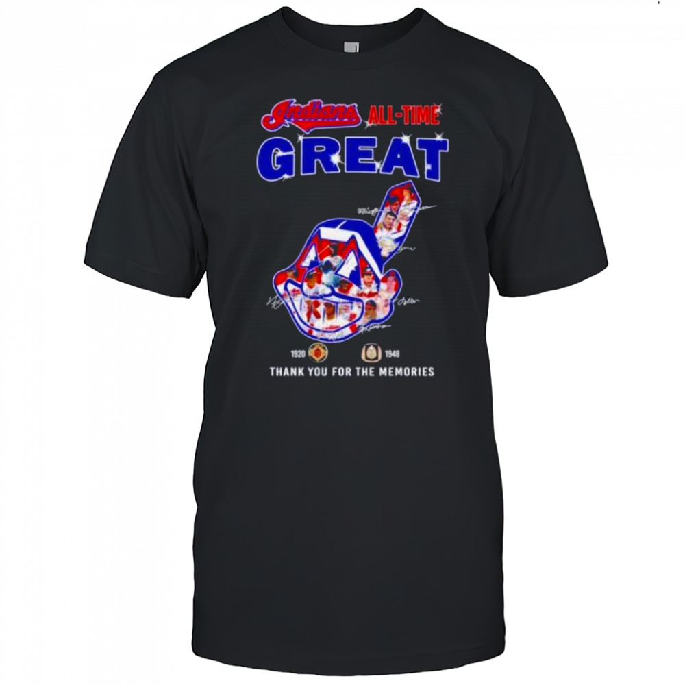 Cleveland Indians all time great 1920 1948 thank you for the memories logo players signature shirt
