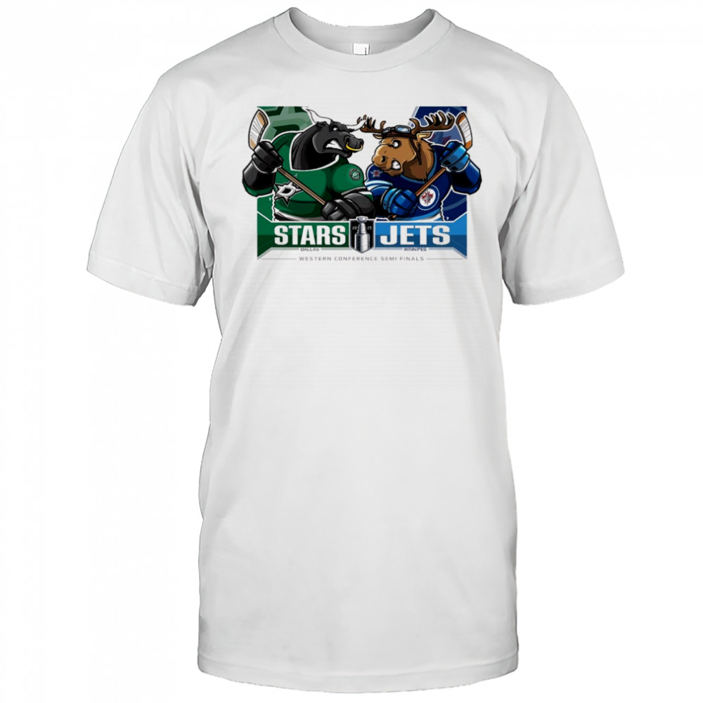 Dallas Stars Vs Winnipeg Jets 2025 2nd Round Matchups Western Conference Semi Finals Mascot t-shirt