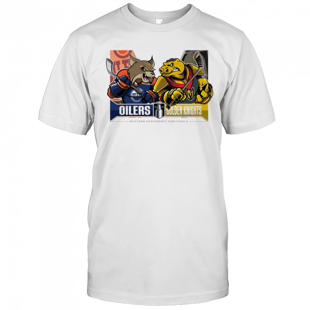 Edmonton Oilers Vs Vegas Golden Knights 2025 2nd Round Matchups Western Conference Semi Finals Mascot t-shirt
