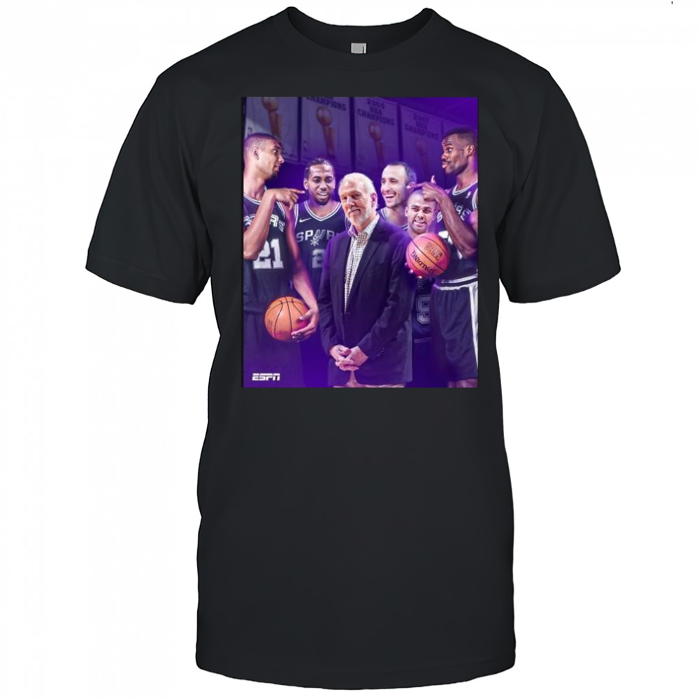 Five NBA titles – The winningest coach in NBA history Coach Gregg Popovich t-shirt
