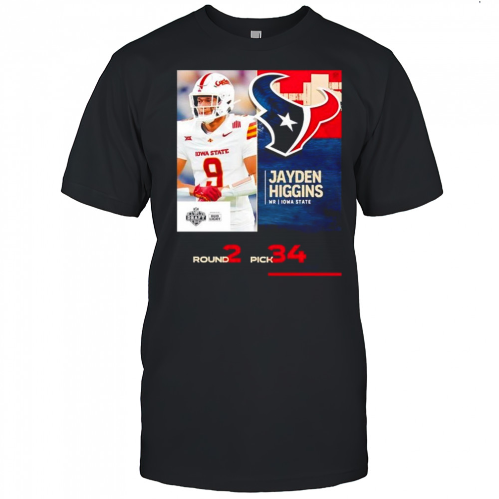 Jayden Higgins Houston Texans 2025 Nfl Draft Poster T-Shirt