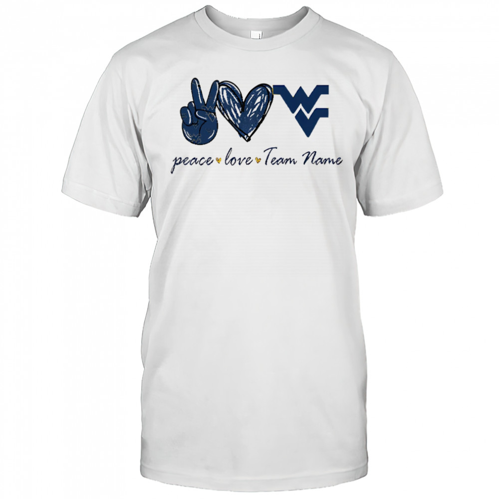 Personalized west Virginia mountaineers peace love shirt