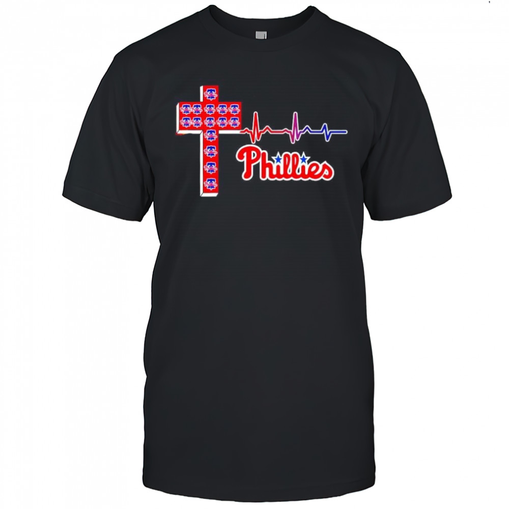 Philadelphia Phillies logo Christian cross heartbeat shirt