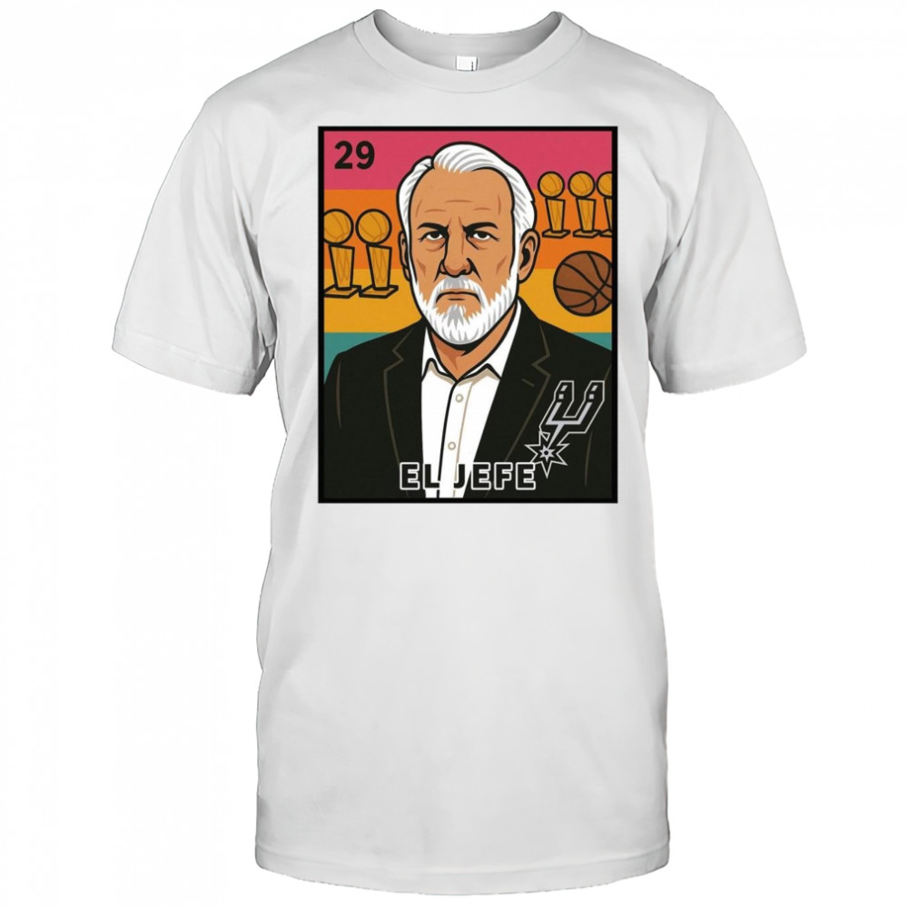 Spurnandez El Jefe Porvida Gregg Popovich San Antonio Spurs Retro Poster t-shirt