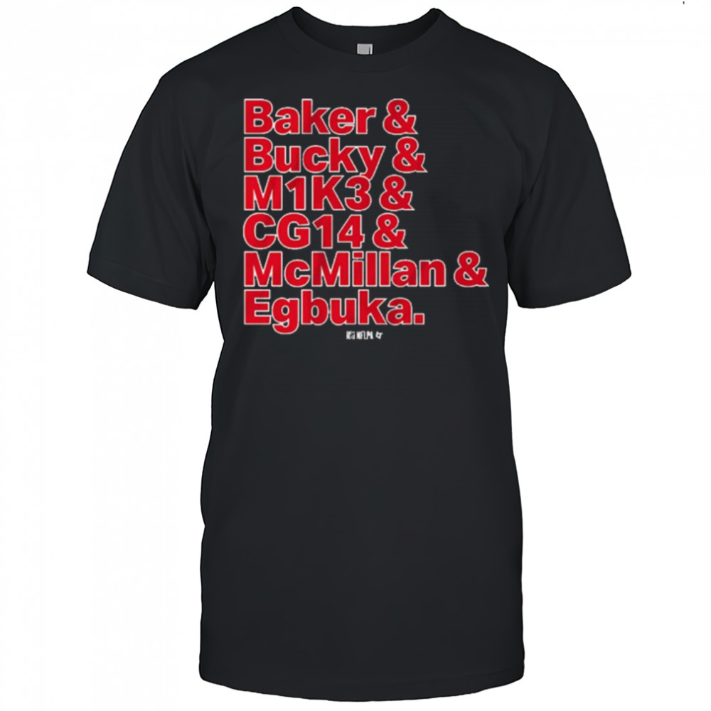 Tampa Bay Buccaneers Football Baker and Bucky and M1K3 and CG14 and McMillan and Egbuka t-shirt