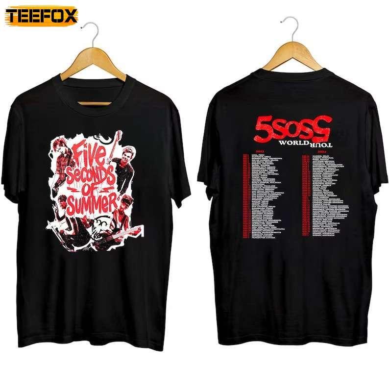 5 Seconds Of Summer World Tour 2023-2024 Concert Band Short-Sleeve T-Shirt